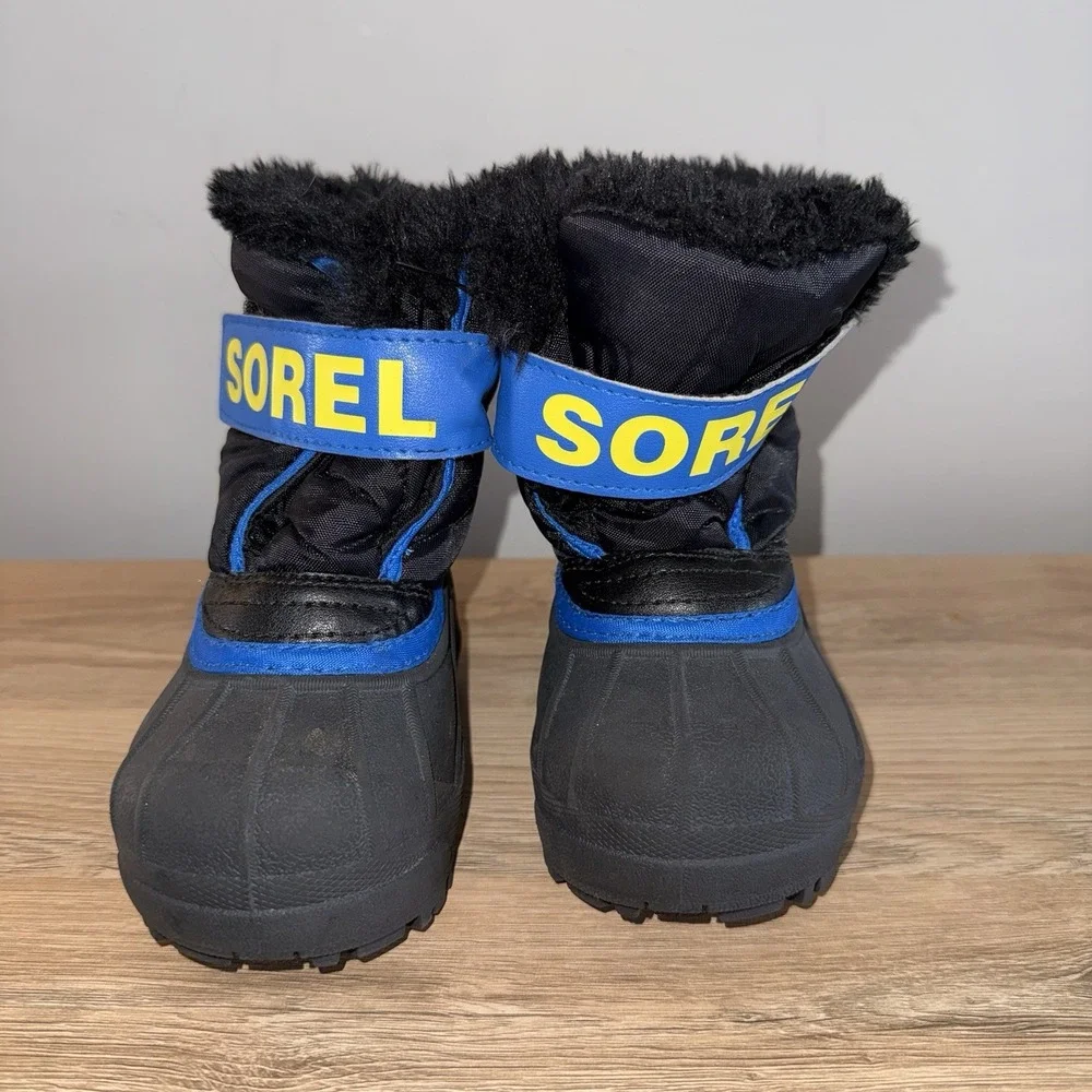 Sorel Toddler Snow Boots Boys Size 7 Blue Black Insulated Winter Boots Kids